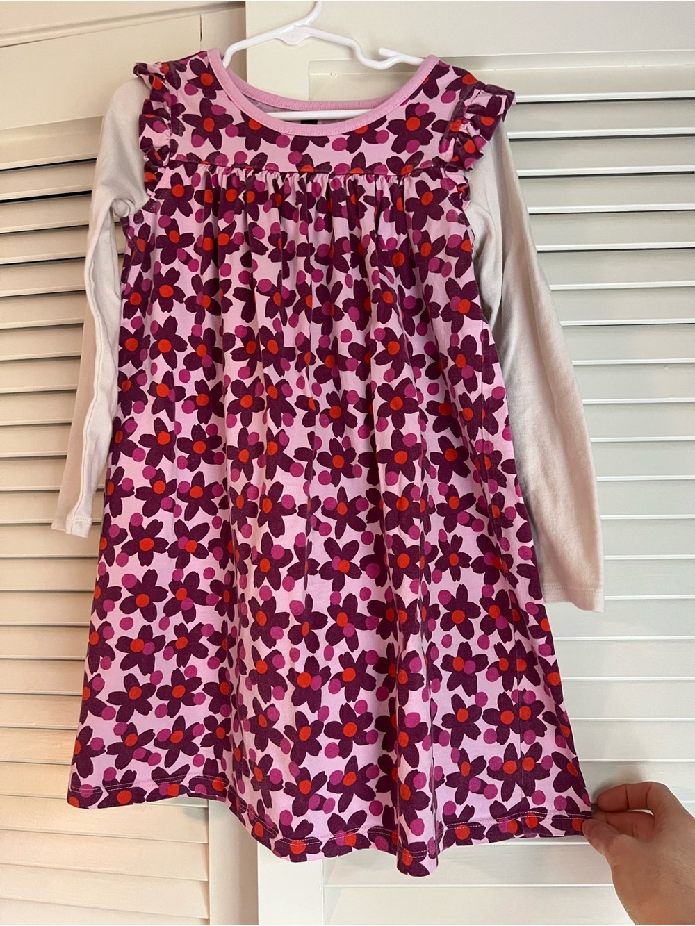 Tea Collection Girls Floral Ruffle Long Sleeve Dress Size 6